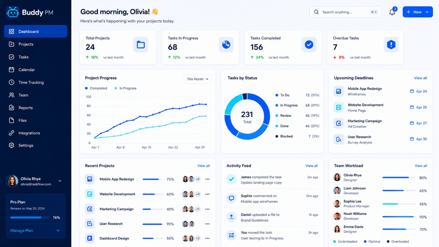 Buddy Project Manager dashboard preview